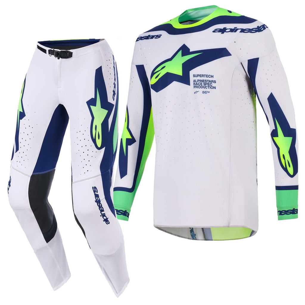 Alpinestars MX Jersey & Pant Kit Deal - SuperTech VISTA (Light Grey/Yellow Fluo/Blue)