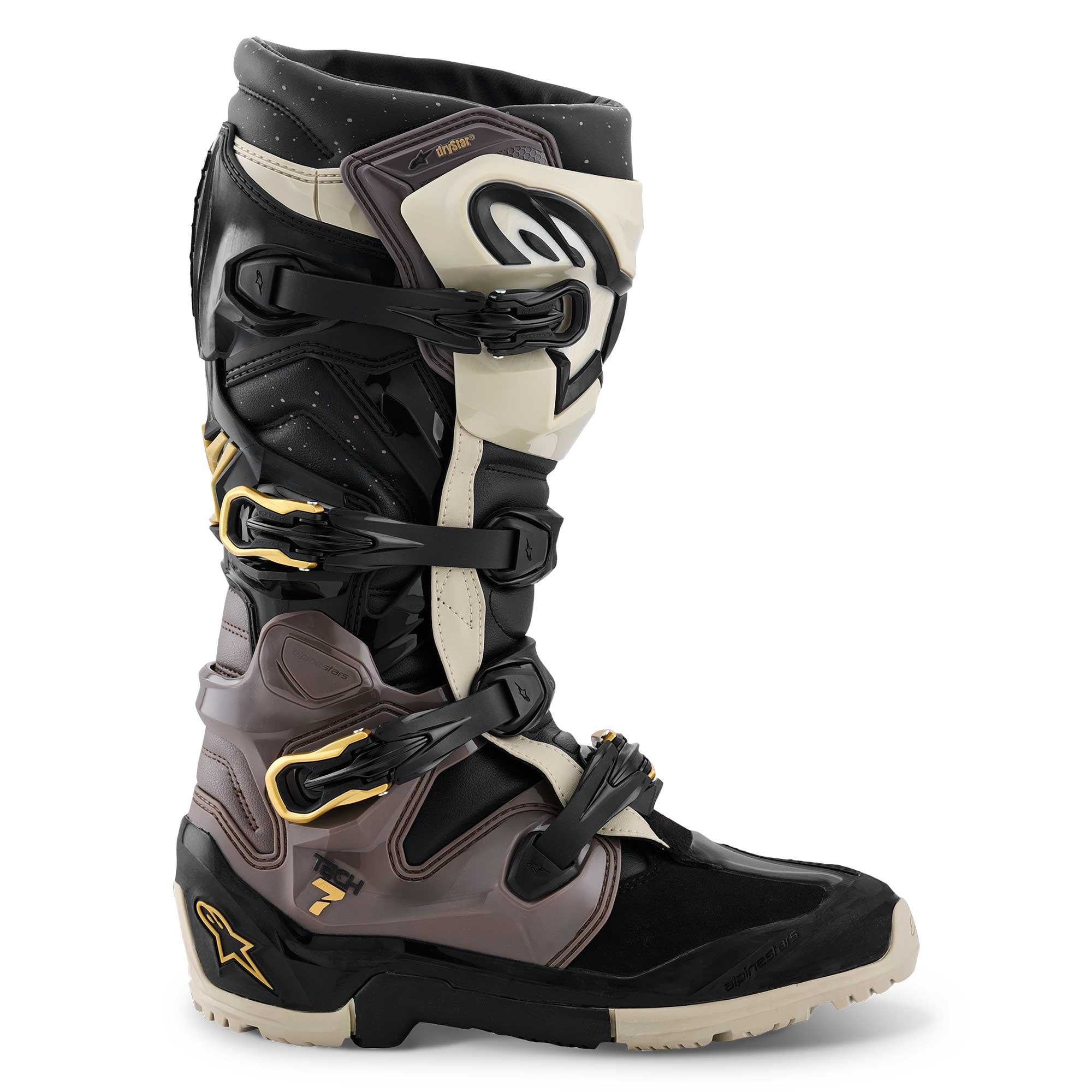 Alpinestars MX Boots - Tech 7 Enduro DRYSTAR **NEW Model** (Black/Dark Grey/Gold)