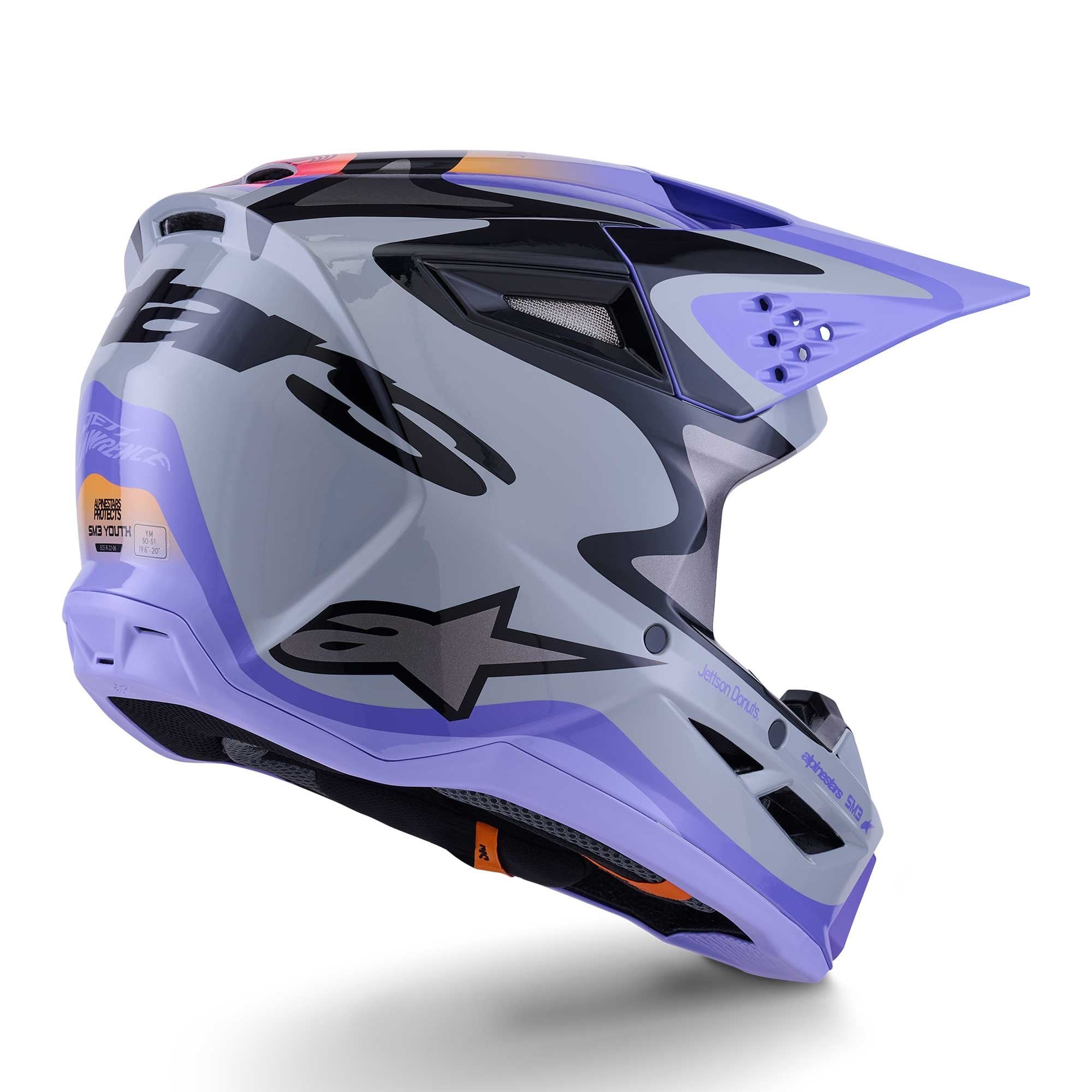 Alpinestars (MX26) Youth MX Helmet - S-M3 JETTSON (Grey/Purple/Black Gloss)