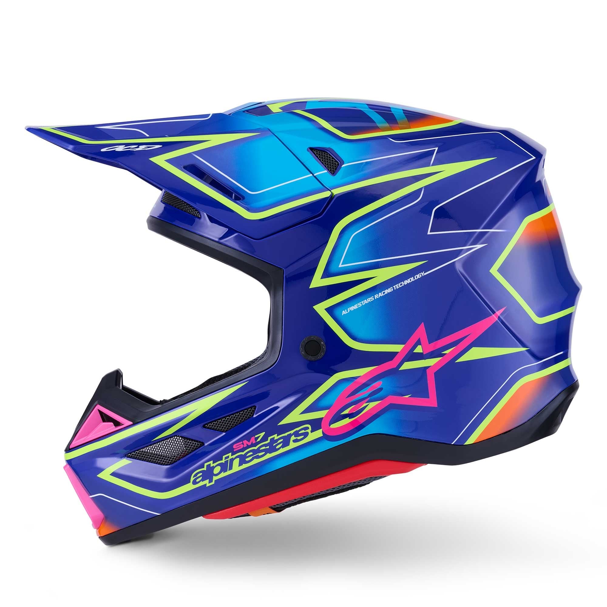 Alpinestars (MX26) MX Helmet - S-M7 CAST (Blue/Pink/Yellow Fluo Gloss)