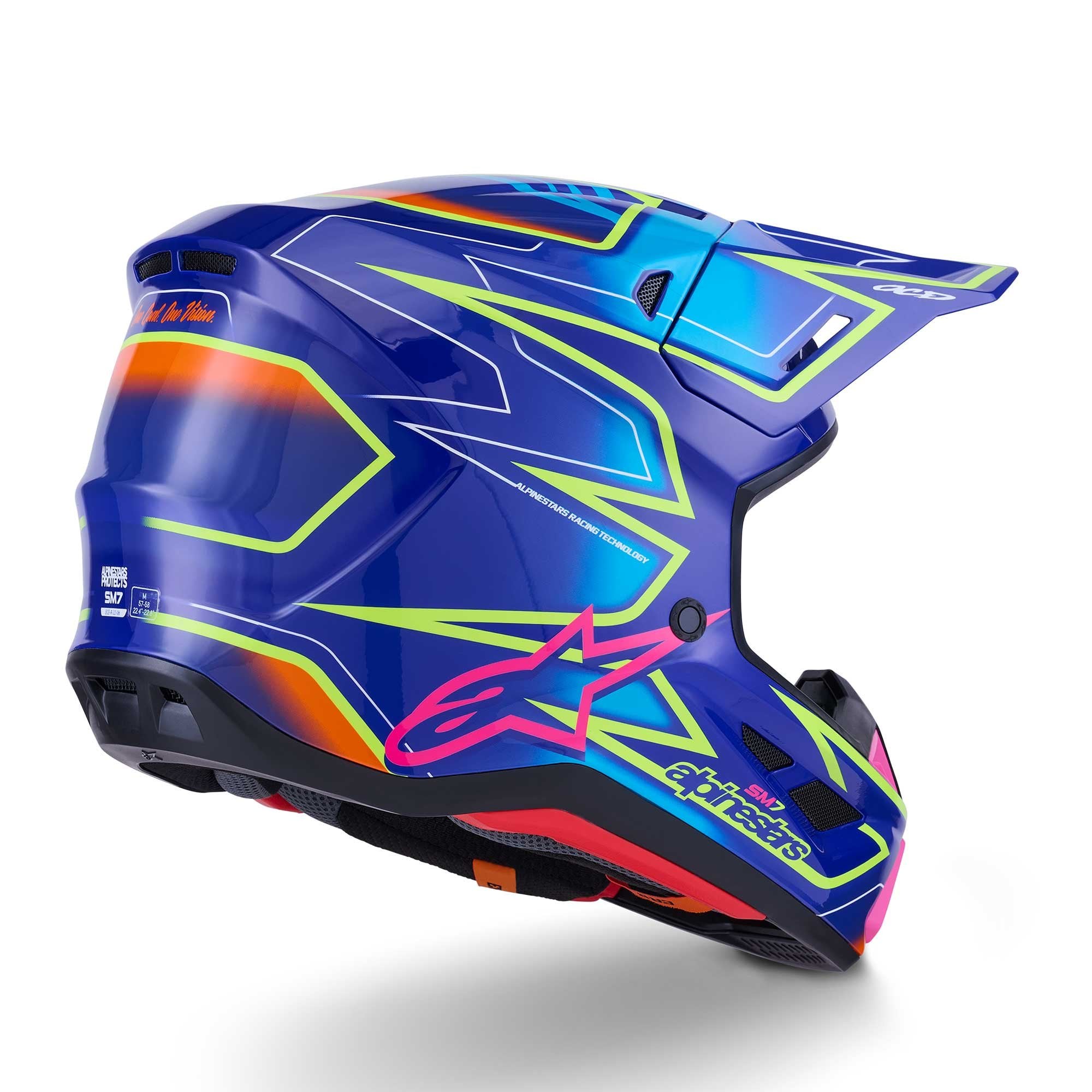 Alpinestars (MX26) MX Helmet - S-M7 CAST (Blue/Pink/Yellow Fluo Gloss)