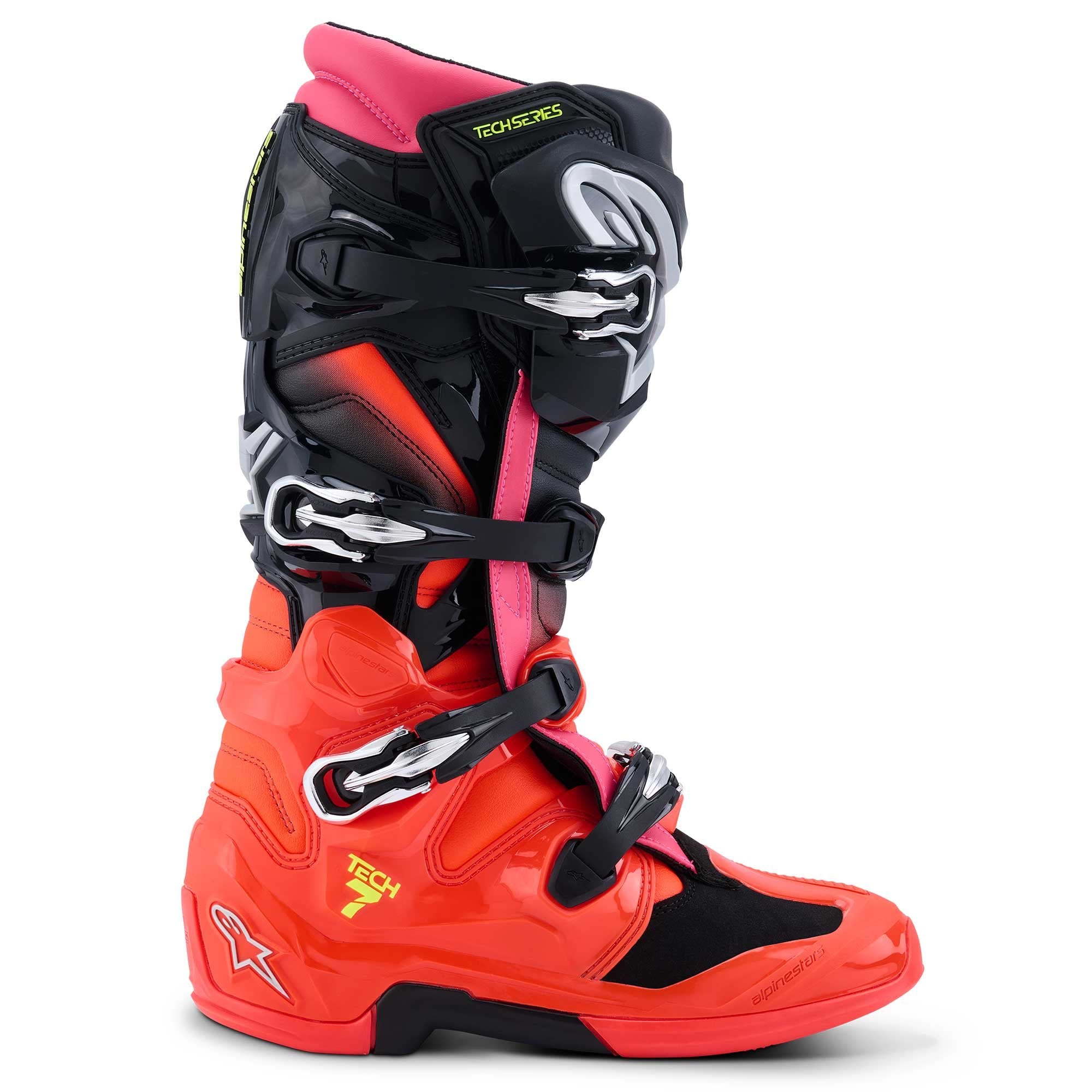 Alpinestars MX Boots - Tech 7 **NEW Model** (Black/Red Fluo/Pink Fluo)