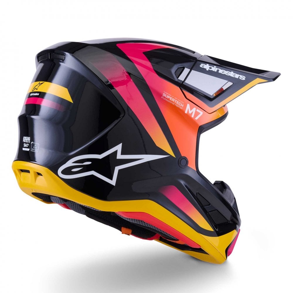 Alpinestars (MX26) MX Helmet - S-M7 RISE (Black/Yellow/Pink Gloss)