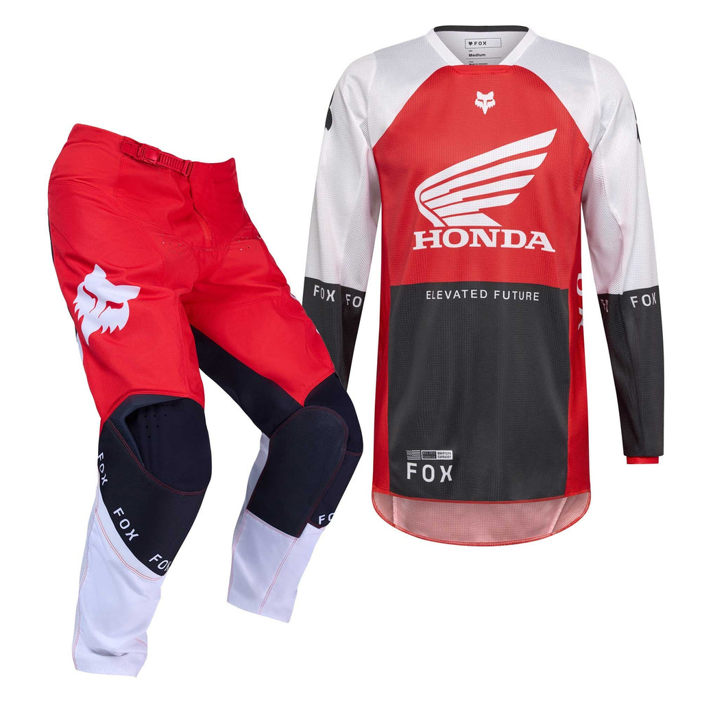 FOX Racing MX Jersey & Pant Kit Deal - 180 HONDA (Fluo Red/White/Black)