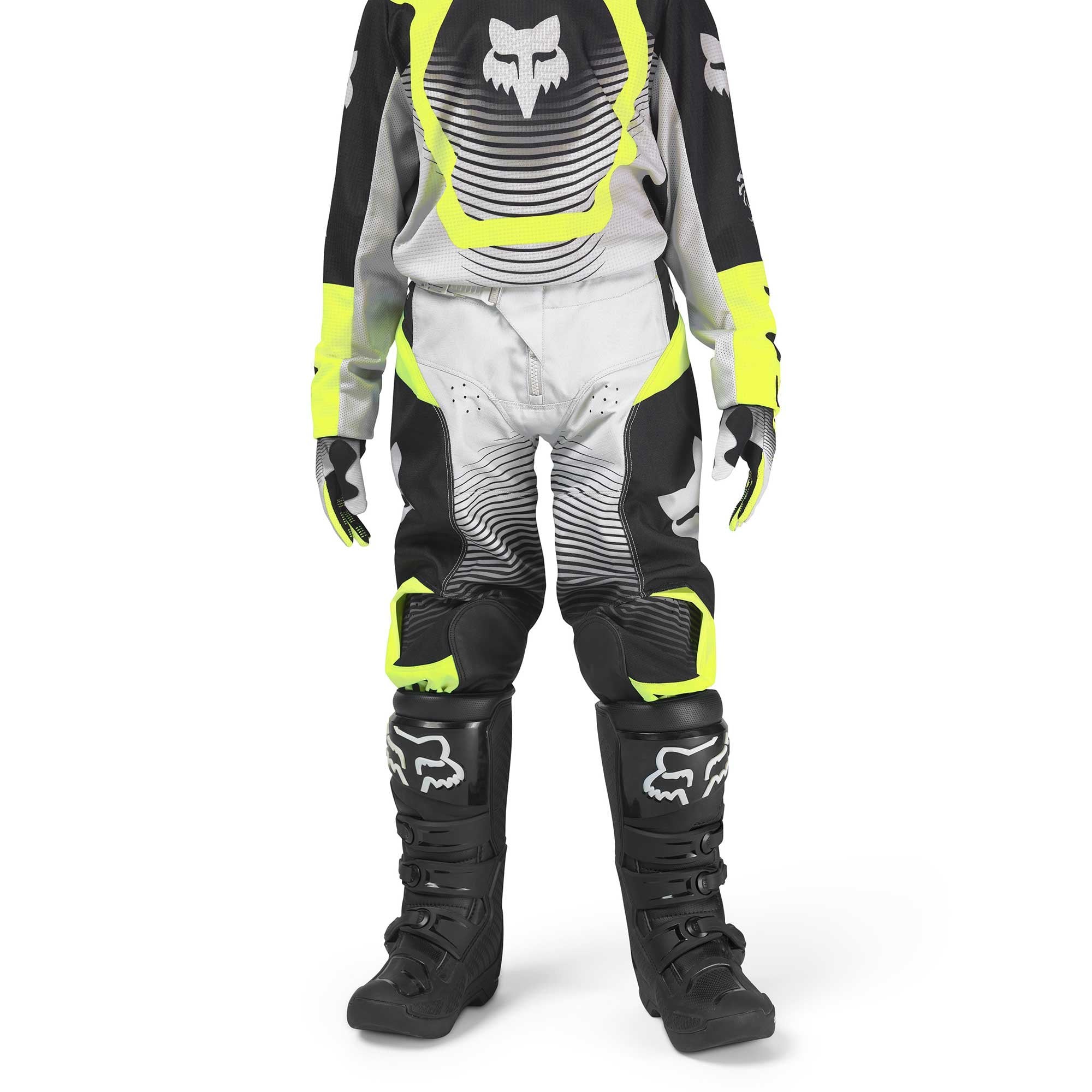 FOX Racing Youth MX Jersey & Pant Kit Deal - 180 COLLECT (Grey/Flo Yellow/Black)