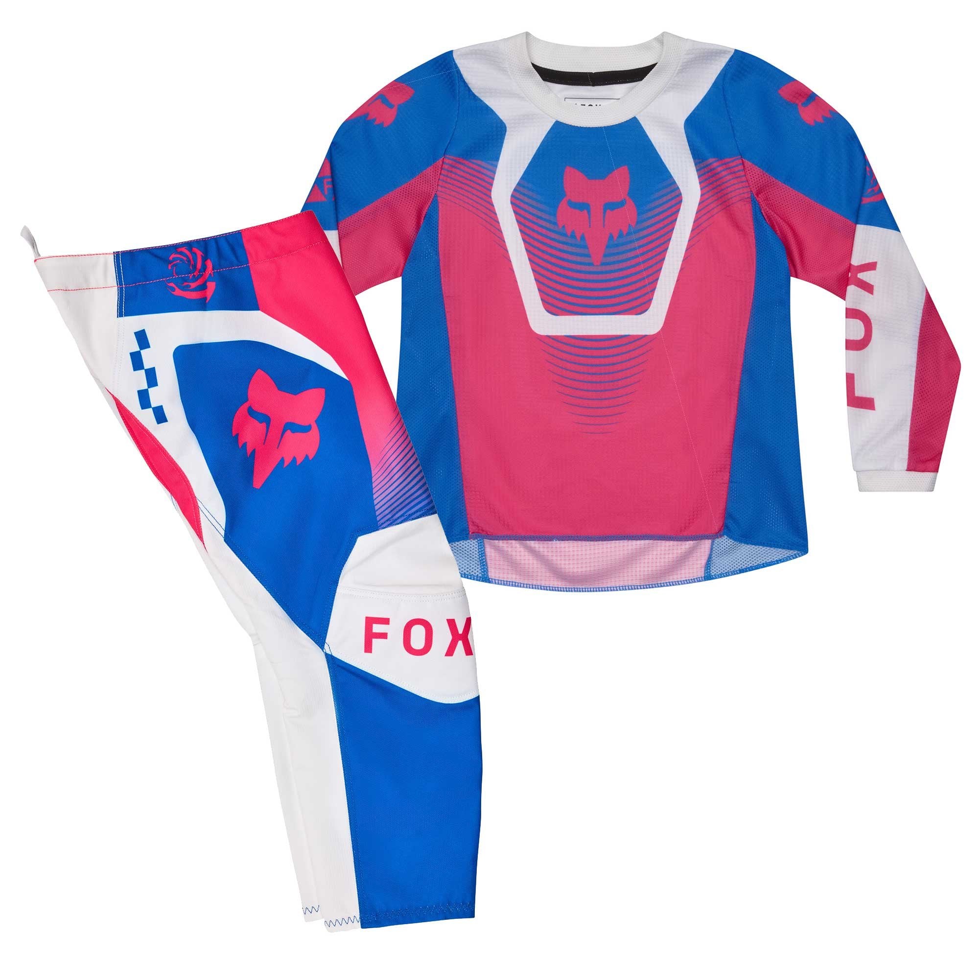 FOX Racing Kids MX Jersey & Pant Kit Deal - 180 COLLECT (Blue/Pink/White)