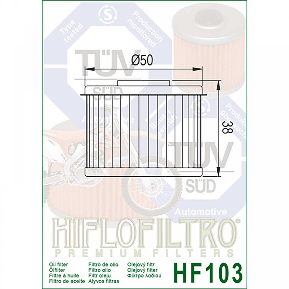 HiFlo Oil Filter - HF103 - CRF250L 17-20, , CRF250RL RALLY 17-20, CRF300L 21-25