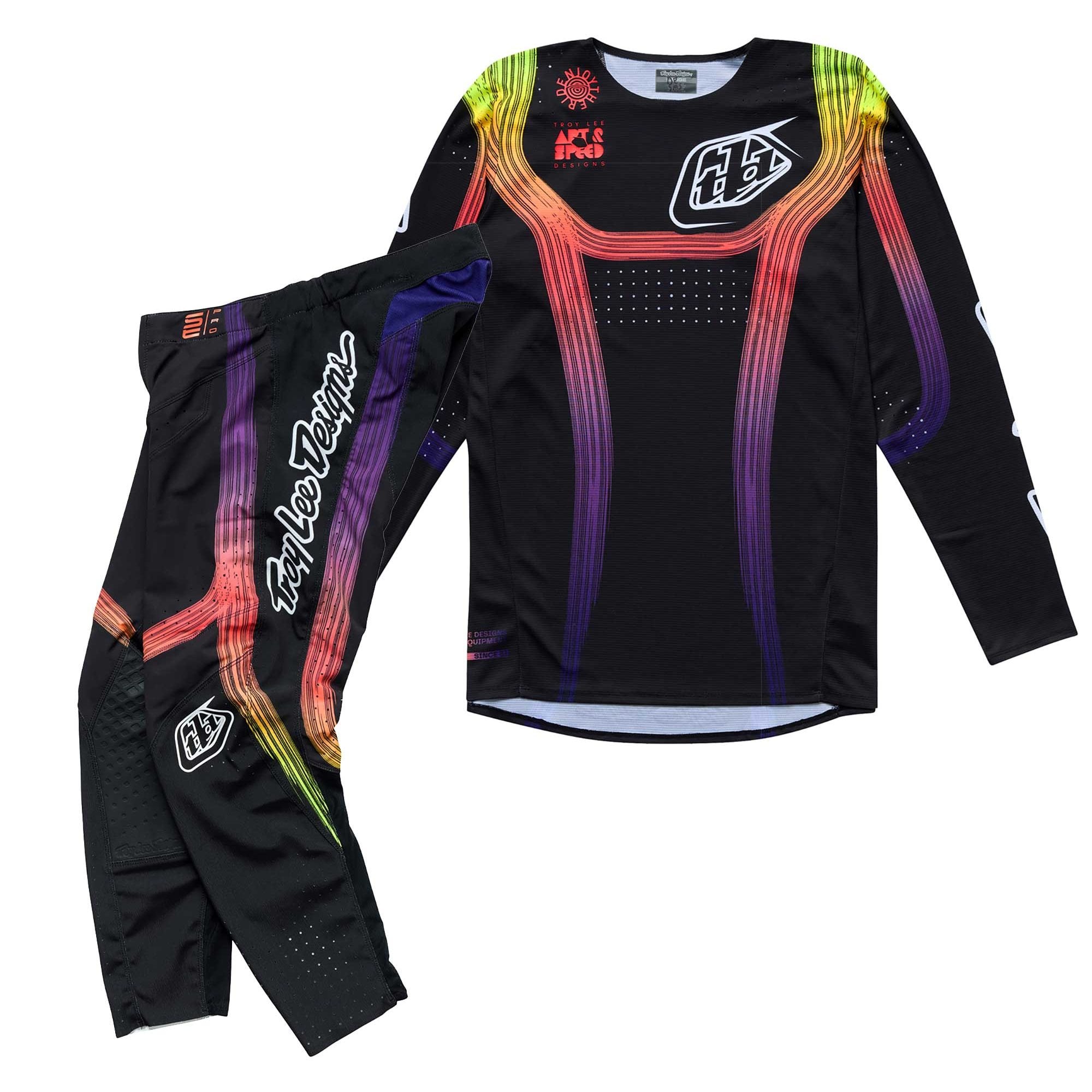 Troy Lee Motocross Youth Jersey & Pant Kit - SE Pro STRIPES (Black/Multi)