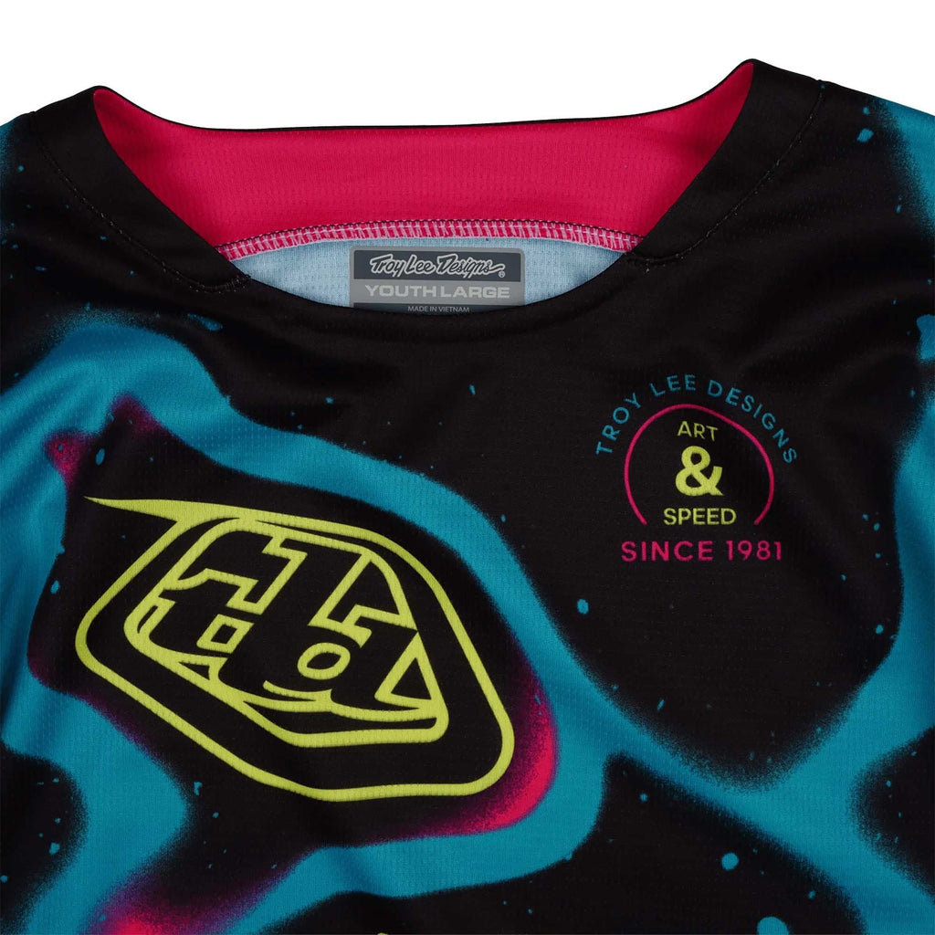 Troy Lee Motocross Kids | Youth Jersey & Pant Kit - GP Pro MEMBRANE (Black/Teal/Pink/Glo Yellow)
