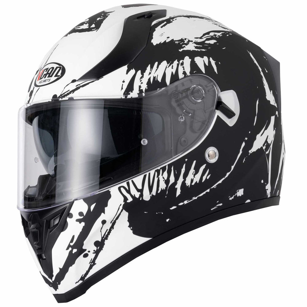 Vcan H128 Wraith Motorcycle Helmet (Black/White)