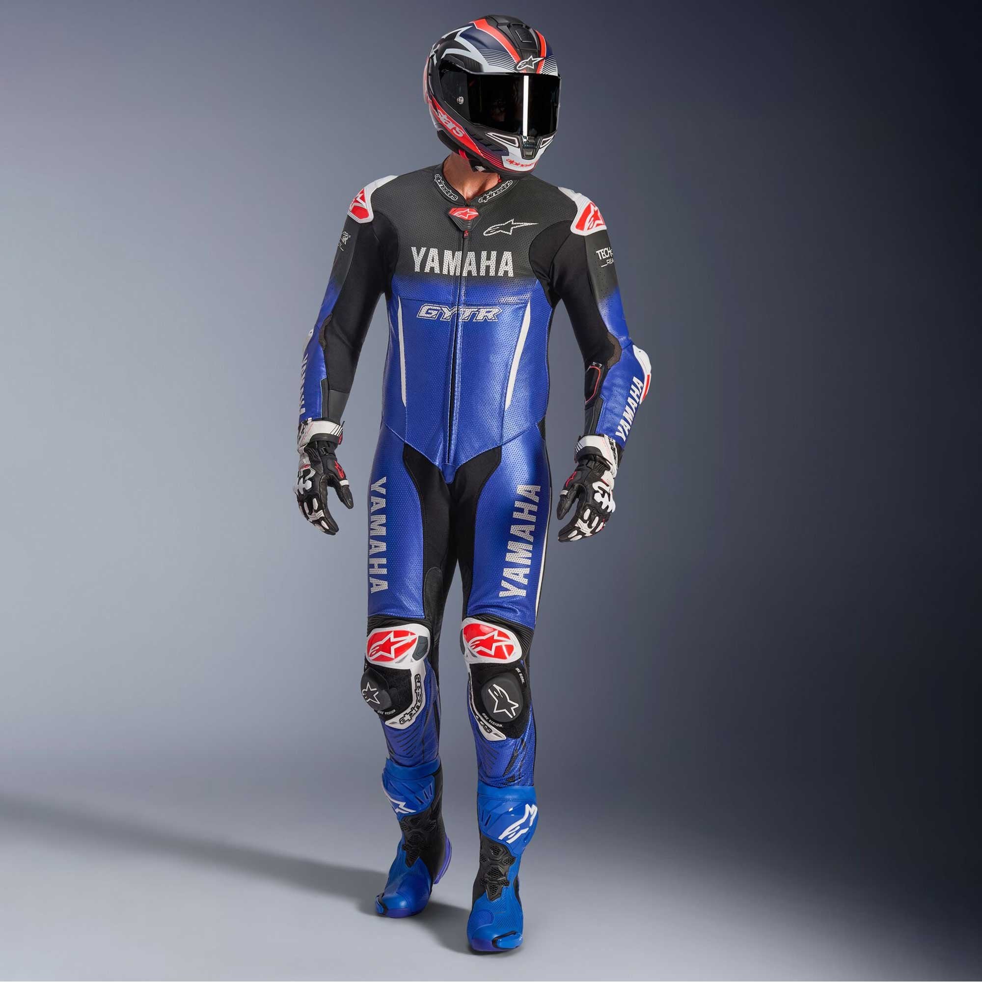 Alpinestars (Yamaha) GP-R7 Leather Race 1pc Suit (Metallic Blue/Black/White/Red Fluo)