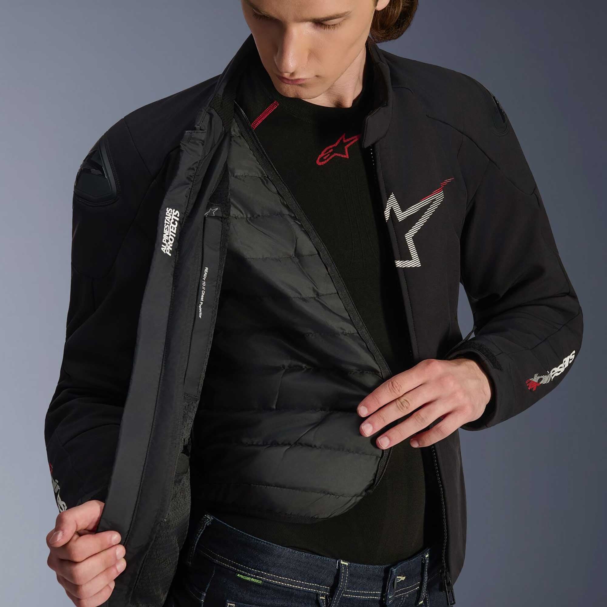 Alpinestars SMX WP Motorcycle Sports Textile Jacket (Black/White/Bright Red)