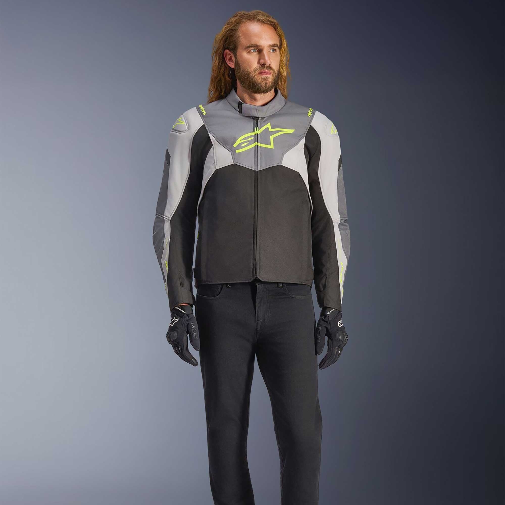 Alpinestars T-Jaws V4 WP Motorcycle Sports Textile Jacket (Black/Ice Grey/Dark Grey)