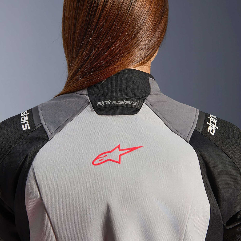 Alpinestars Women's Andes Drystar V4 Motorcycle Textile Jacket (Ice Grey/Dark Grey/Black/Coral Fluo)