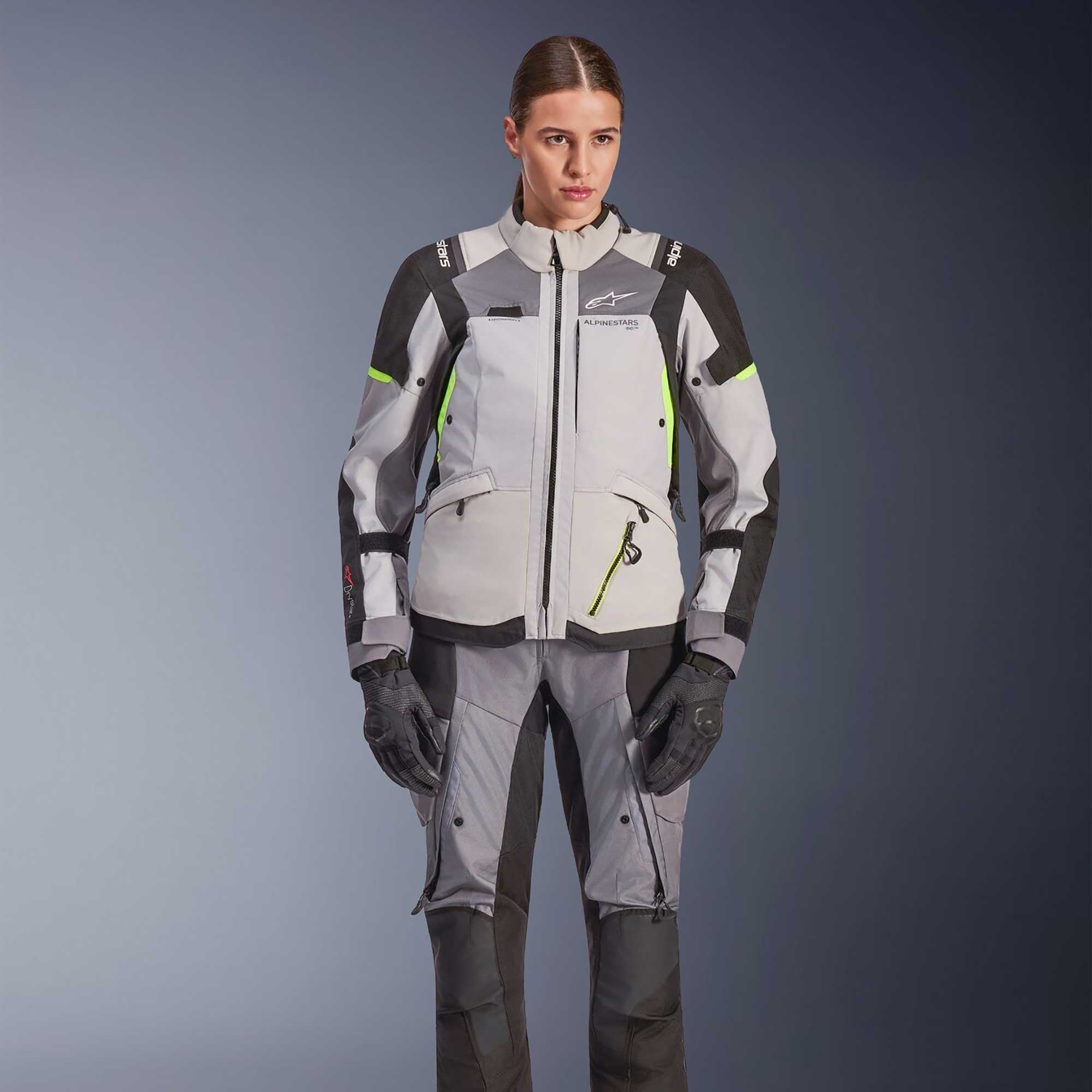 Alpinestars Women's Andes Drystar V4 Motorcycle Textile Jacket (Ice Grey/Dark Grey/Black/Yellow Fluo)