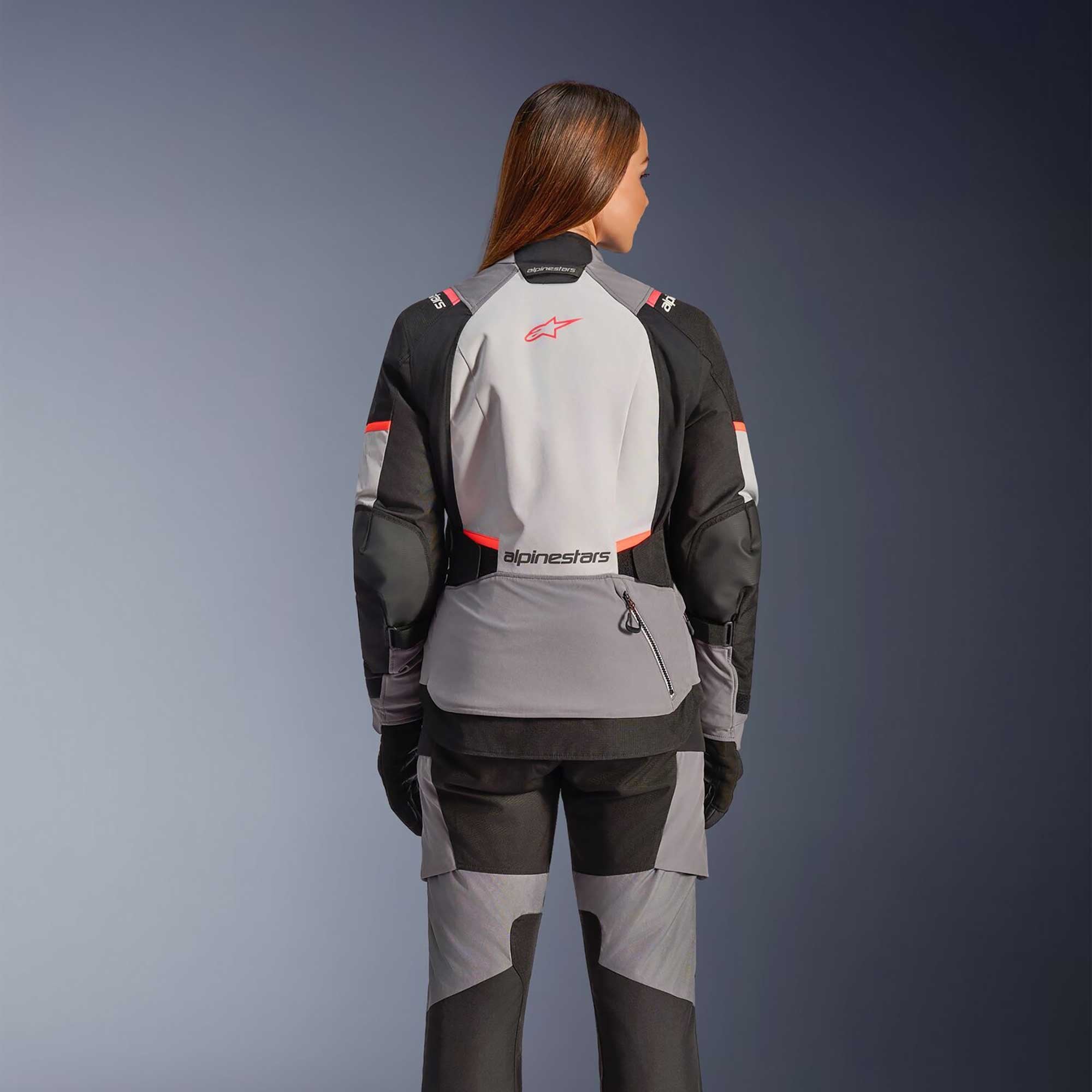 Alpinestars Women's Andes Drystar V4 Motorcycle Textile Jacket (Ice Grey/Dark Grey/Black/Coral Fluo)