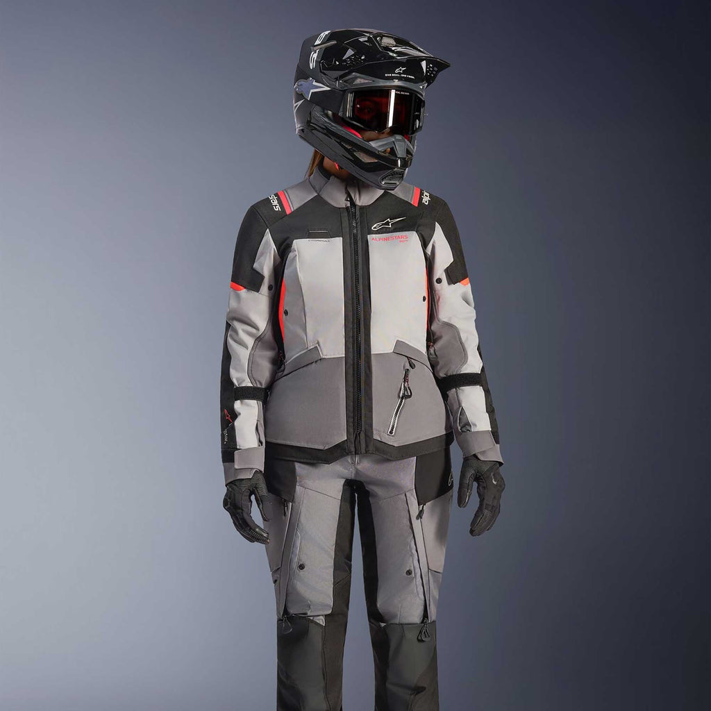 Alpinestars Women's Andes Drystar V4 Motorcycle Textile Jacket (Ice Grey/Dark Grey/Black/Coral Fluo)