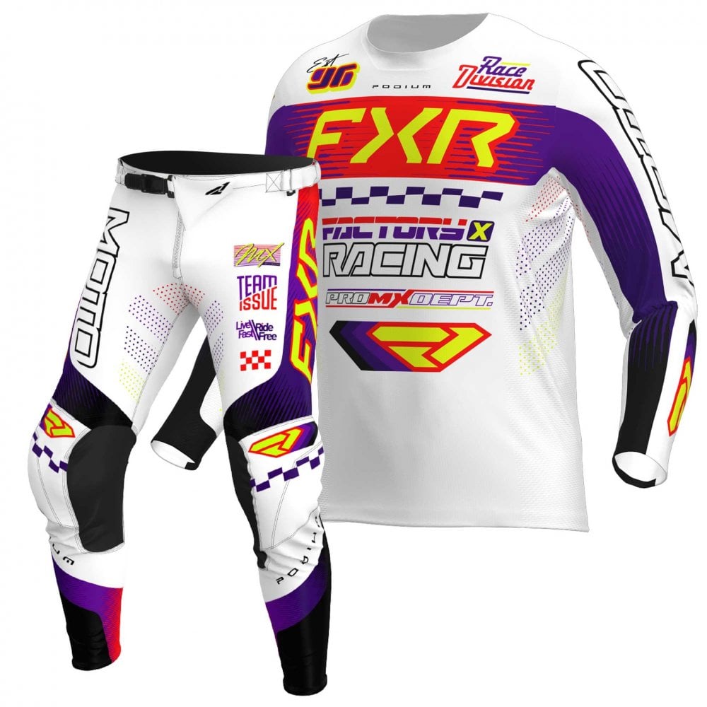 FXR (MX26) Youth MX Jersey & Pant Kit Deal - PODIUM (White/Purple/Red)