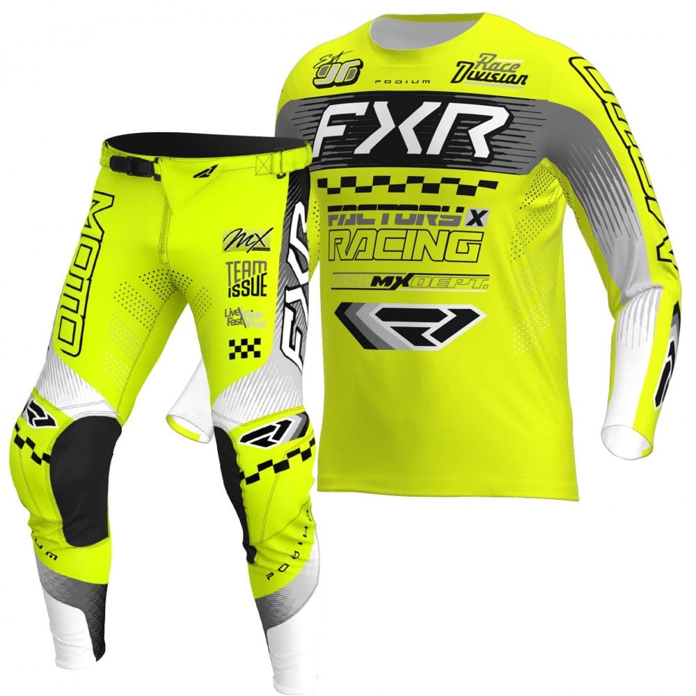 FXR (MX26) Youth MX Jersey & Pant Kit Deal - PODIUM (Hi Vis/Black/Grey)