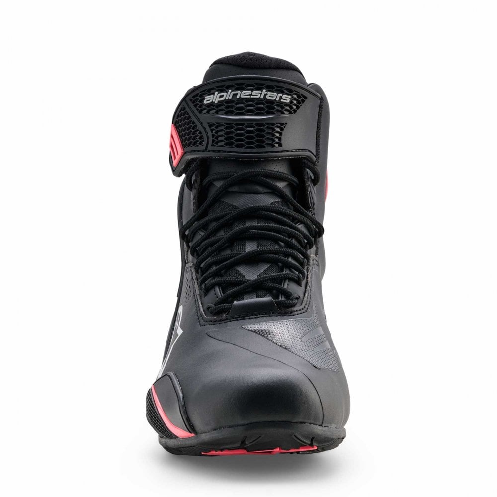 Alpinestars Women's Faster-4 DRYSTAR WP Motorcycle Riding Shoes (Black/Grey/Coral Fluo)