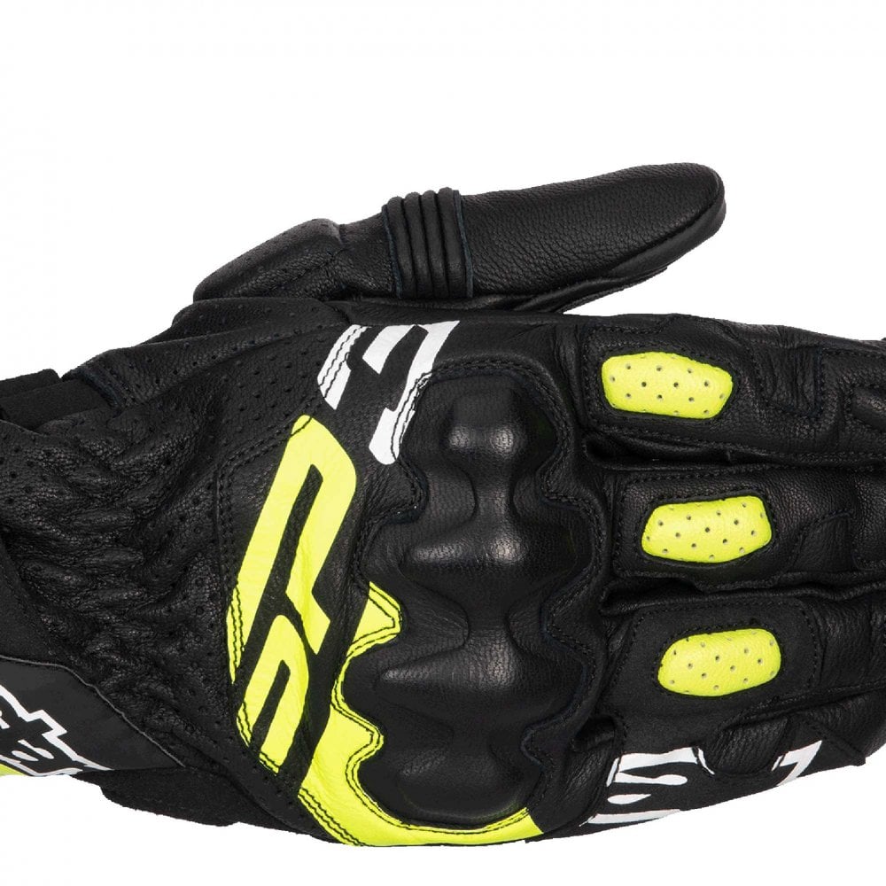 Alpinestars SP-3 Motorcycle Sports Leather Gloves (Black/Yellow Fluo/White)