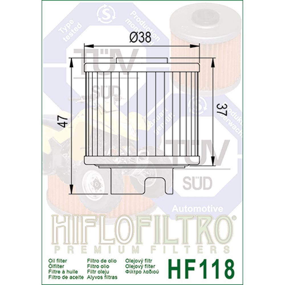 HiFlo Oil Filter - HF118 - ATV Honda TRX125
