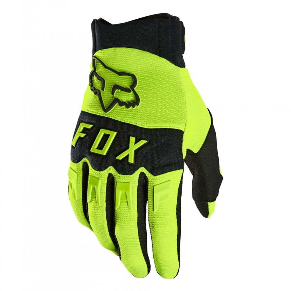 FOX (SALE) Gloves - DIRTPAW **Retro Logo** (Flo Yellow)