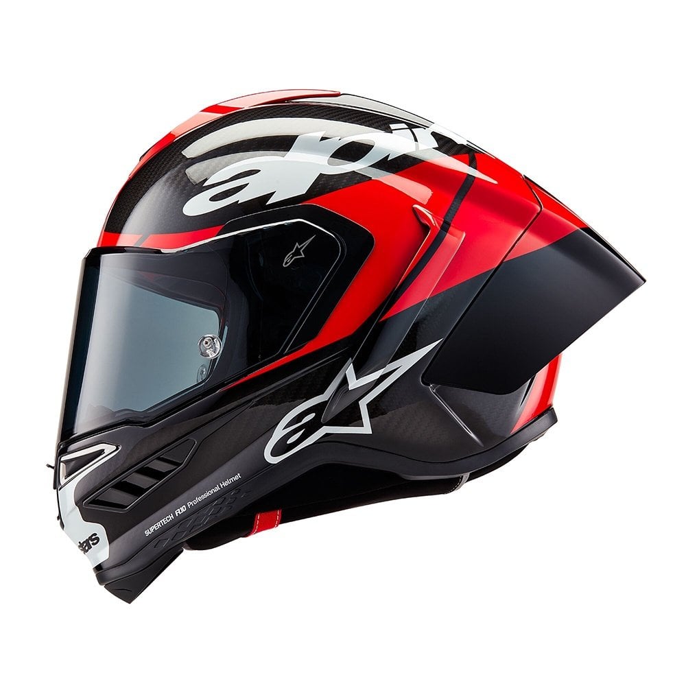 Alpinestars Motorcycle Race Helmet - Supertech S-R10 ELEMENT (Black Carbon/Bright Red/White Gloss)
