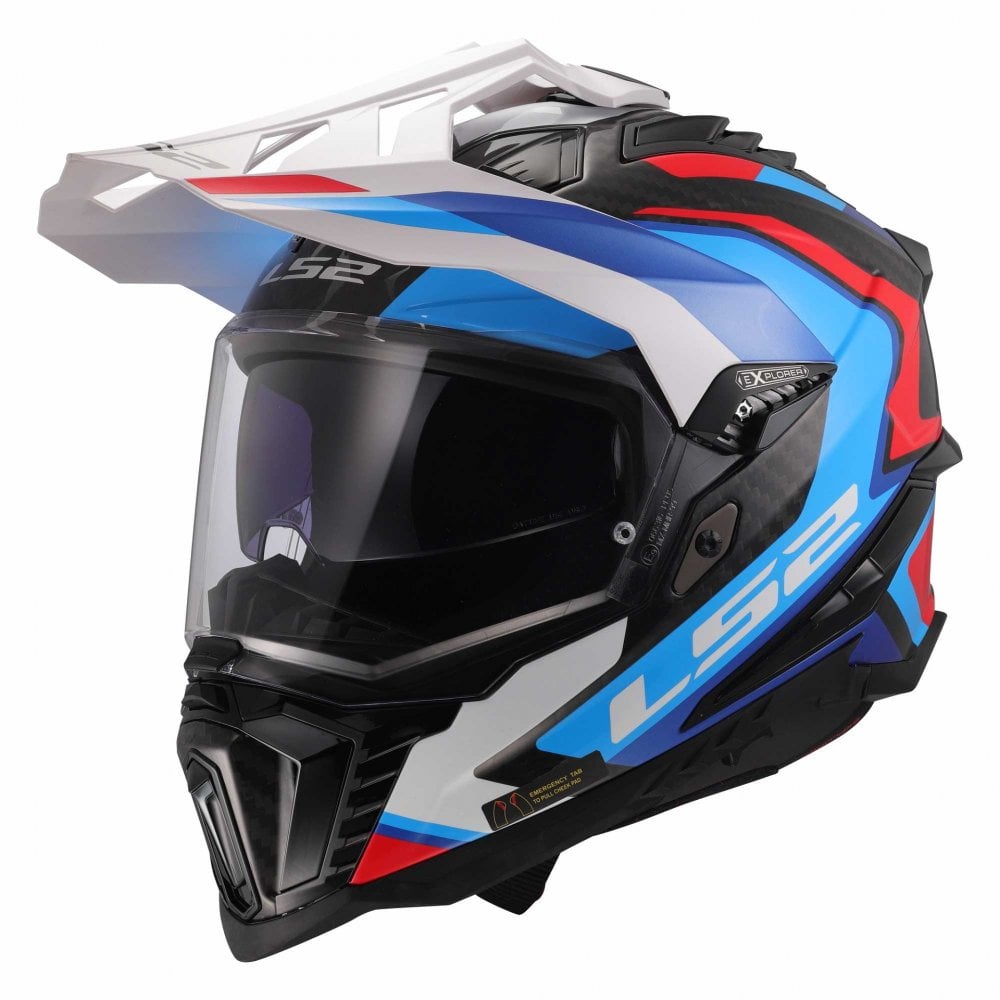 LS2 Motorcycle Adventure Helmet - MX701 C Explorer Carbon (2206) Frontier II (Black/Blue/Red/White)
