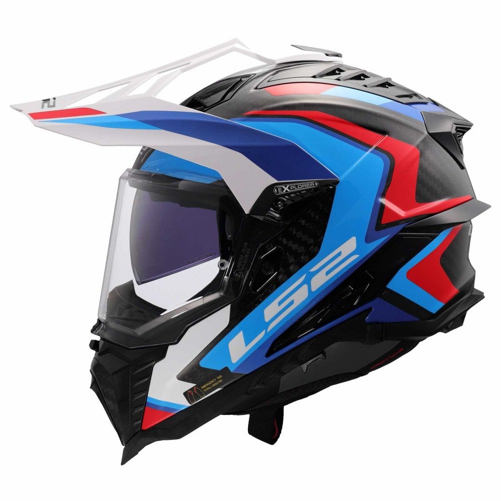 LS2 Motorcycle Adventure Helmet - MX701 C Explorer Carbon (2206) Frontier II (Black/Blue/Red/White)