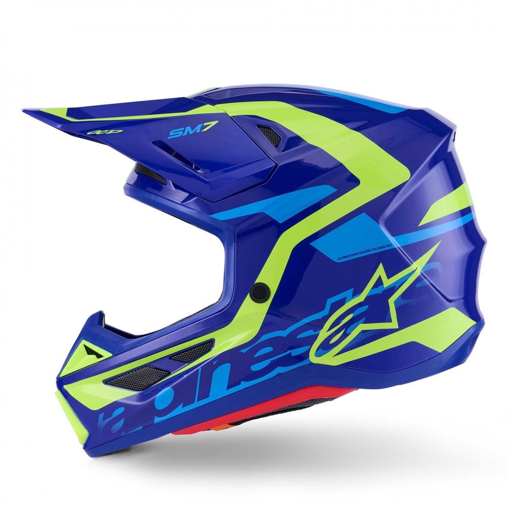 Alpinestars (MX26) MX Helmet - S-M7 DEED (Blue/Yellow Fluo Gloss)