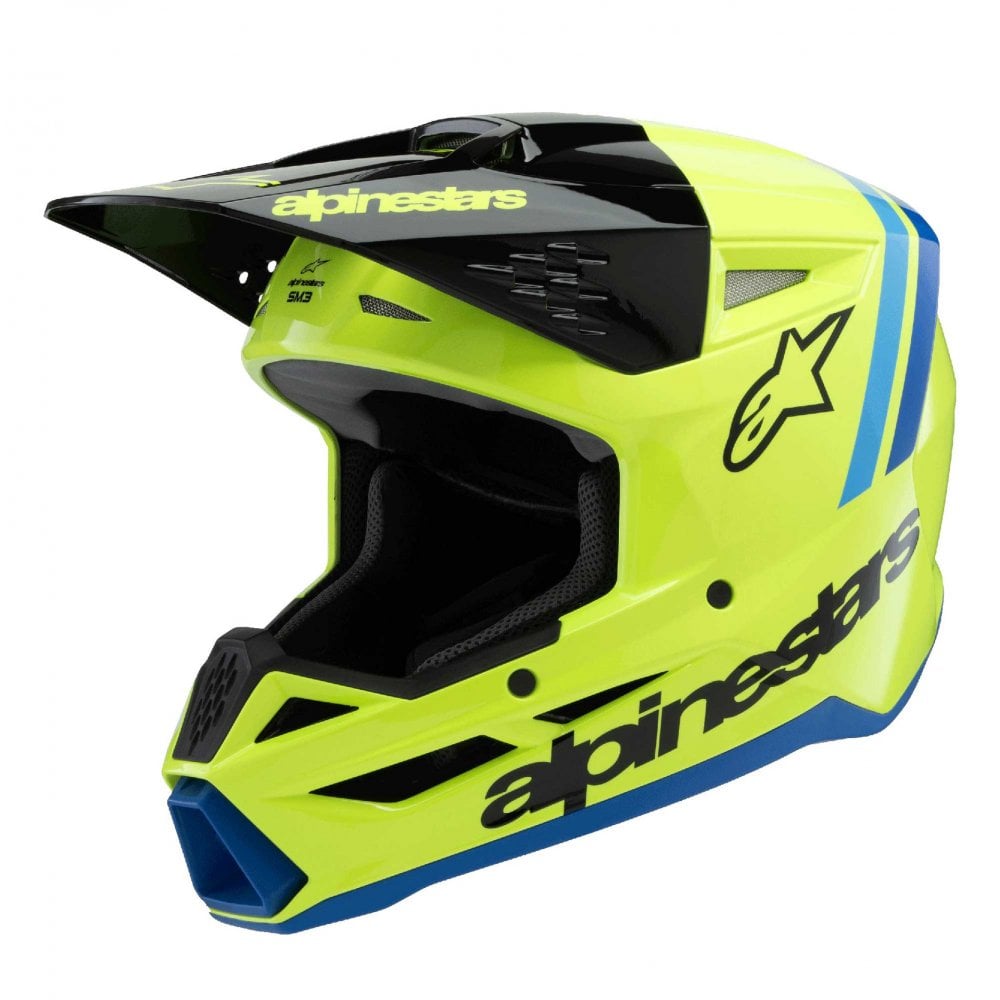 Alpinestars (MX26) Youth Helmet - S-M3 Radium ECE06 (Yellow Fluo/Black/Blue Gloss)
