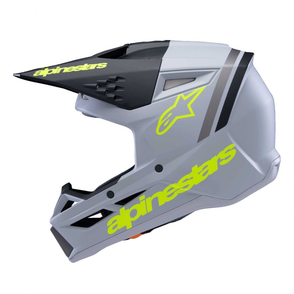 Alpinestars (SALE) Youth Helmet - S-M3 Radium ECE06 (Grey/Black/Yellow Fluo Matt)