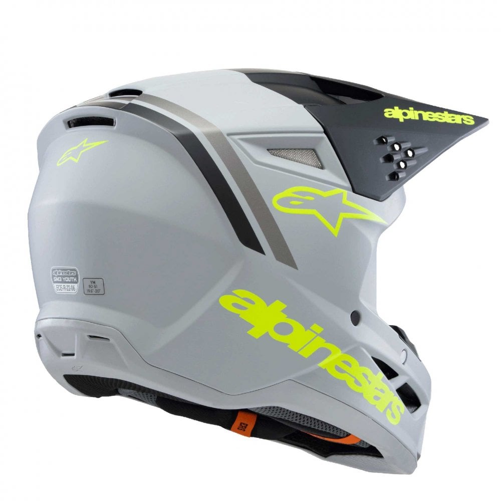 Alpinestars (SALE) Youth Helmet - S-M3 Radium ECE06 (Grey/Black/Yellow Fluo Matt)