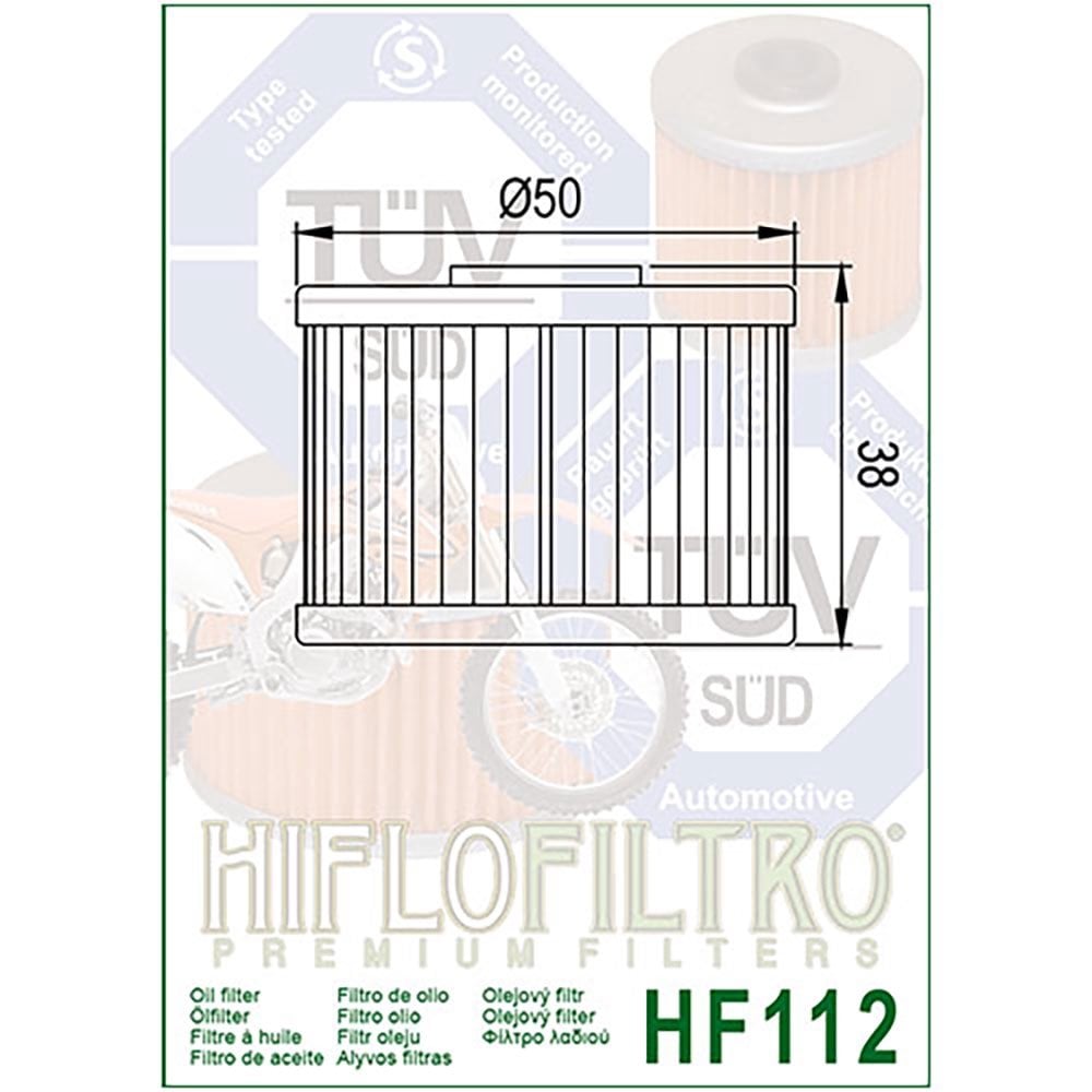 HiFlo Oil Filter - HF112 - KXF450 06-15, XR250 86-04, XR400 96-08, XR650R 00-08, XR650L 93-08, KLX110 02-25, KLX250 09-20, KLX300 96-07, KLX450R 08-18, ATV KFX450 08-14