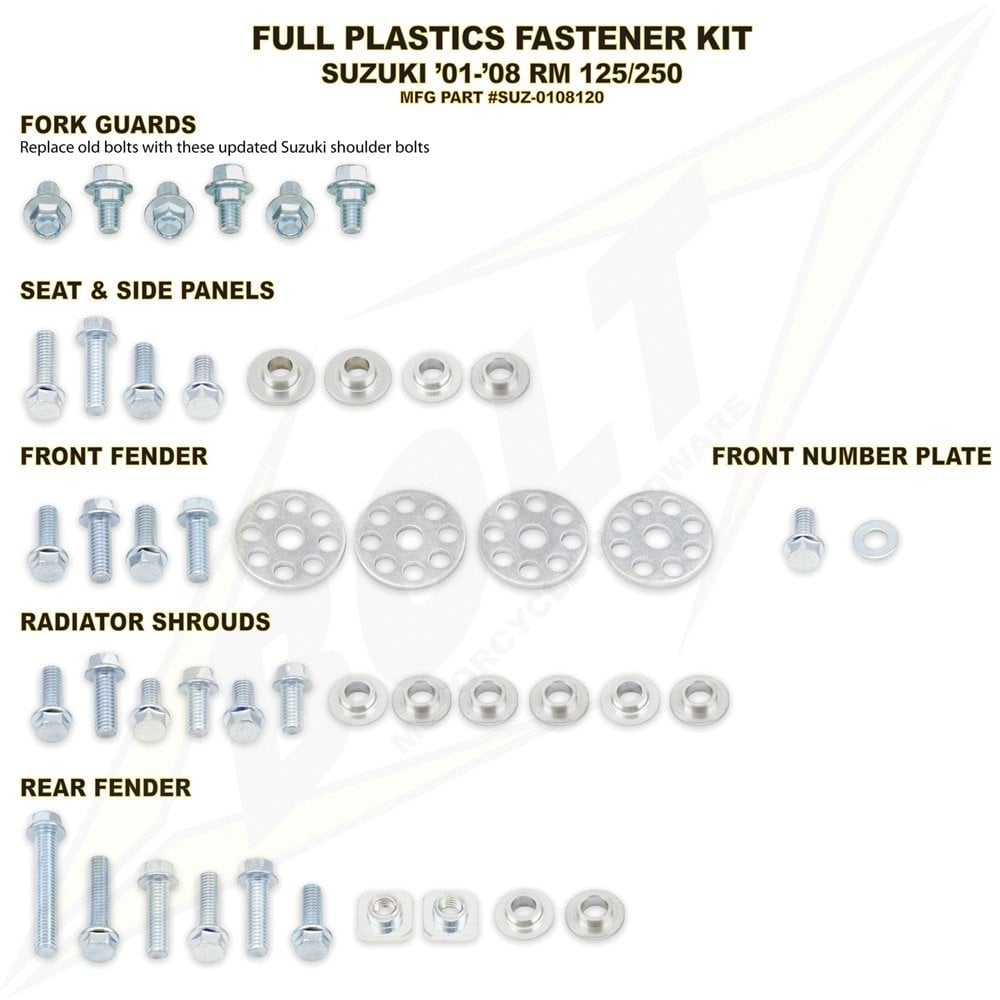 Bolt Hardware - Fastener/Bolt Kit - Plastics - RM125/250 01-08