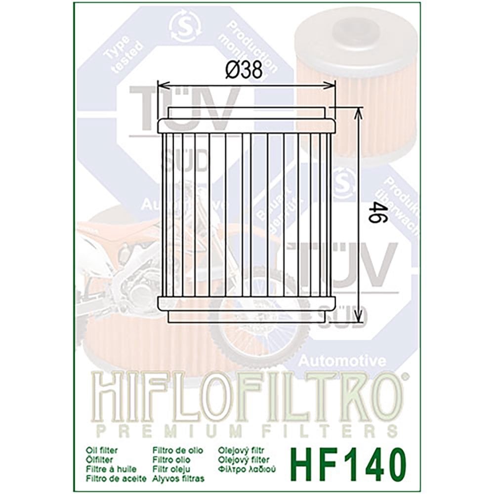 HiFlo Oil Filter - HF140 - YZF250 09-26, YZF450 09-26, WRF250/450 09-26 & ATV YFM250 08-13, YFZ450 07-26