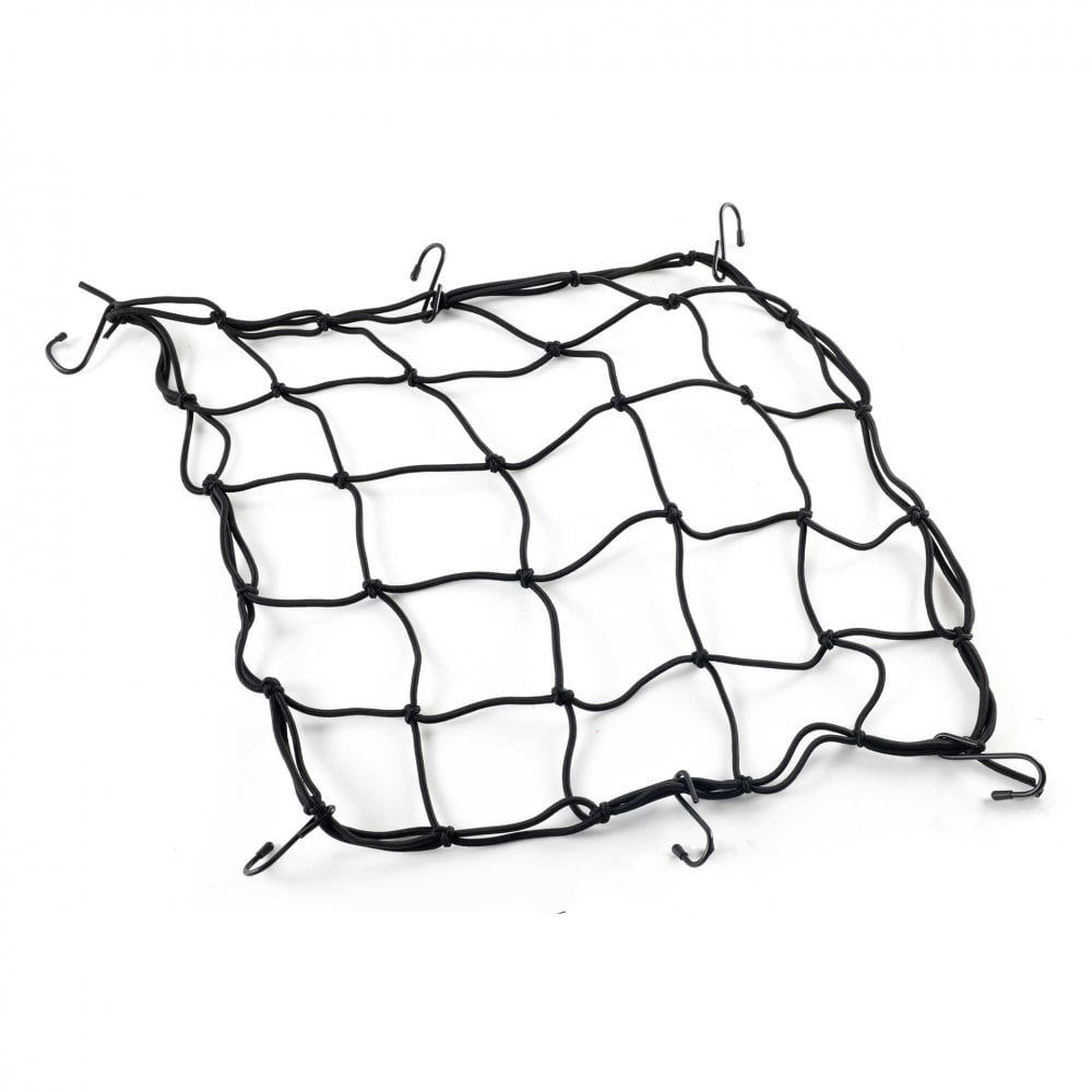 RIDERR Motorcycle Cargo Net XL - 40x40cm (Relaxed) | 6x Steel Hooks | Great for securing your luggage (Black)