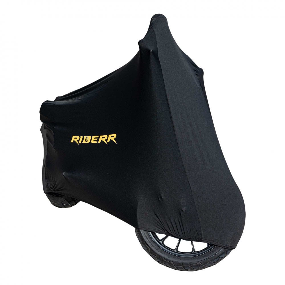 RIDERR Motorcycle Cover - Indoor Stretch Breathable Dust Cover (Black)