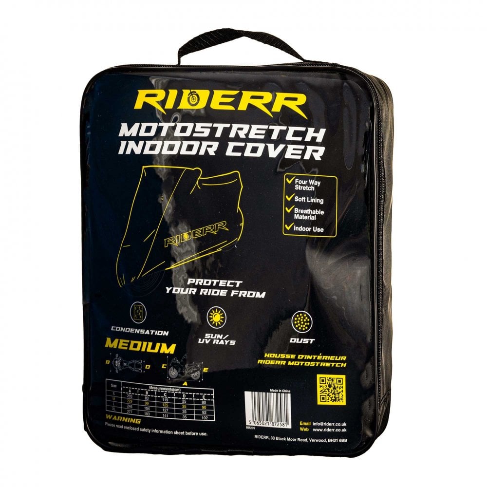 RIDERR Motorcycle Cover - Indoor Stretch Breathable Dust Cover (Black)