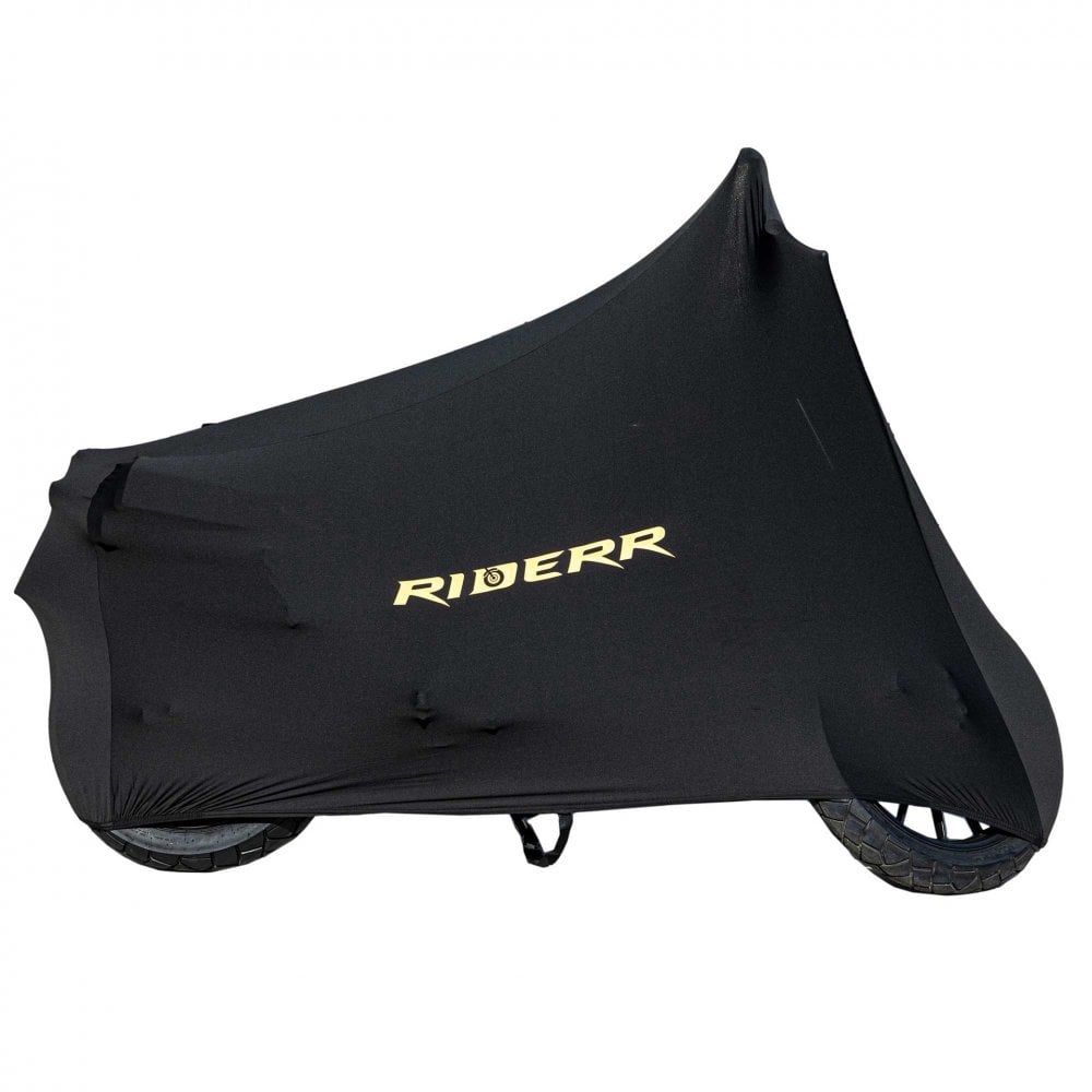 RIDERR Motorcycle Cover - Indoor Stretch Breathable Dust Cover (Black)