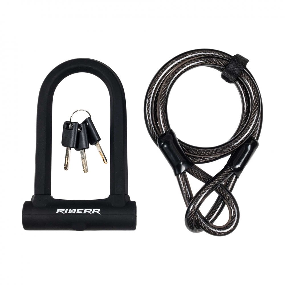 RIDERR Motorcycle D Lock + Cable Combo Deal (Black)