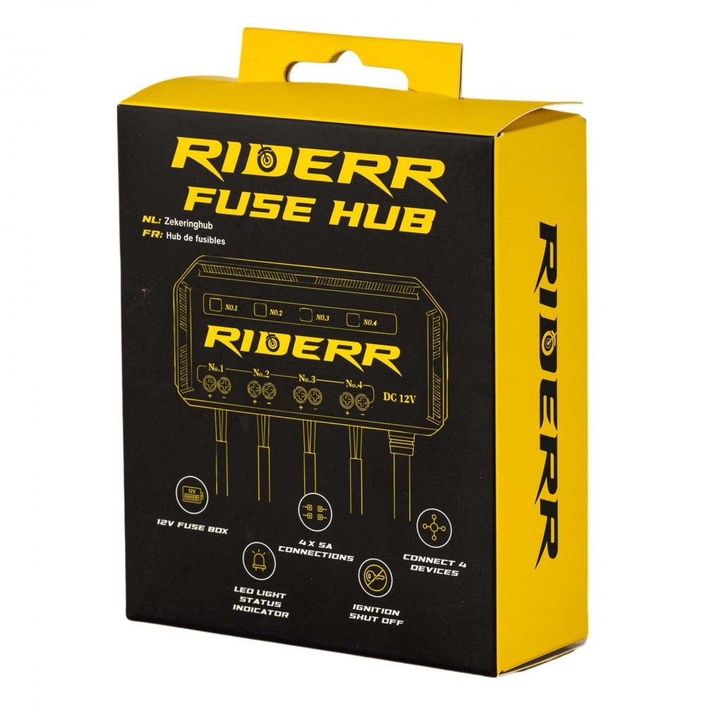 RIDERR Motorcycle Fuse Hub - 4x Devices (ignition Shut Off)