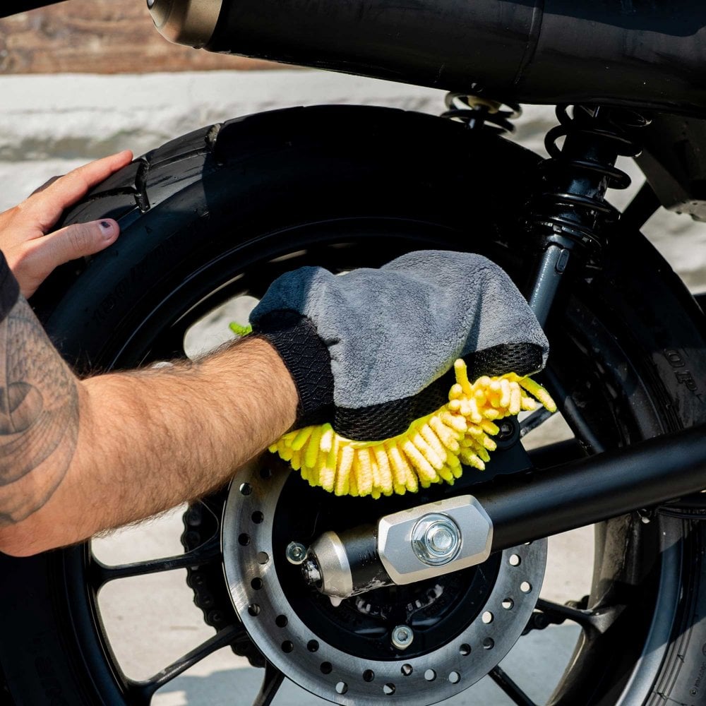 RIDERR Motorcycle Luxury Wash Mitt - Double Sided | Extra Soft (Yellow/Black)