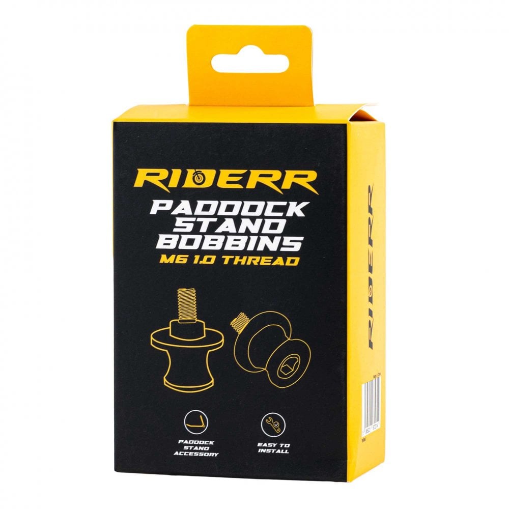 RIDERR Motorcycle Paddock Stand Bobbins - Fits Pre-Threaded Holes In Your Swingarm (Black)