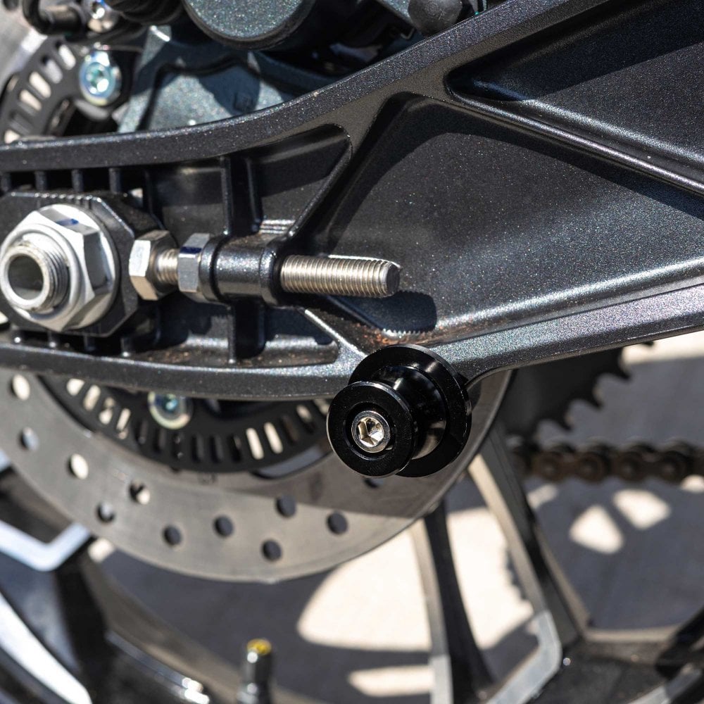 RIDERR Motorcycle Paddock Stand Bobbins - Fits Pre-Threaded Holes In Your Swingarm (Black)