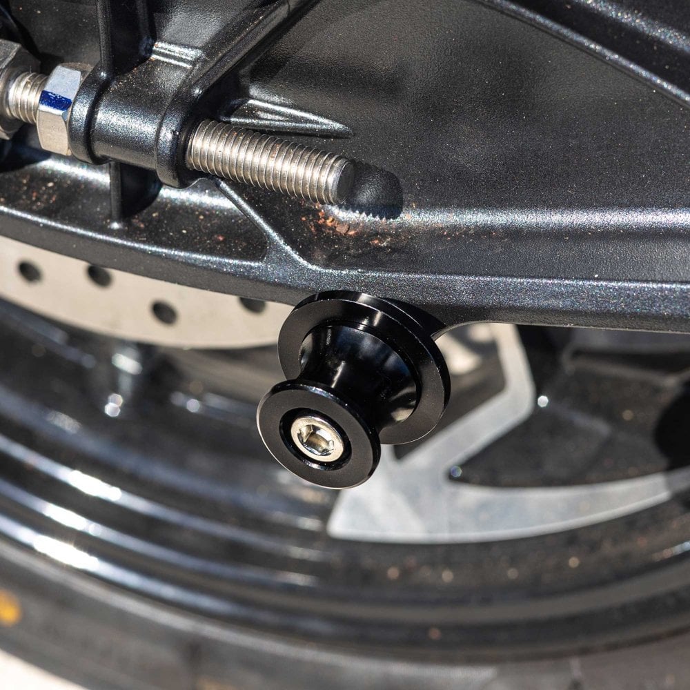 RIDERR Motorcycle Paddock Stand Bobbins - Fits Pre-Threaded Holes In Your Swingarm (Black)