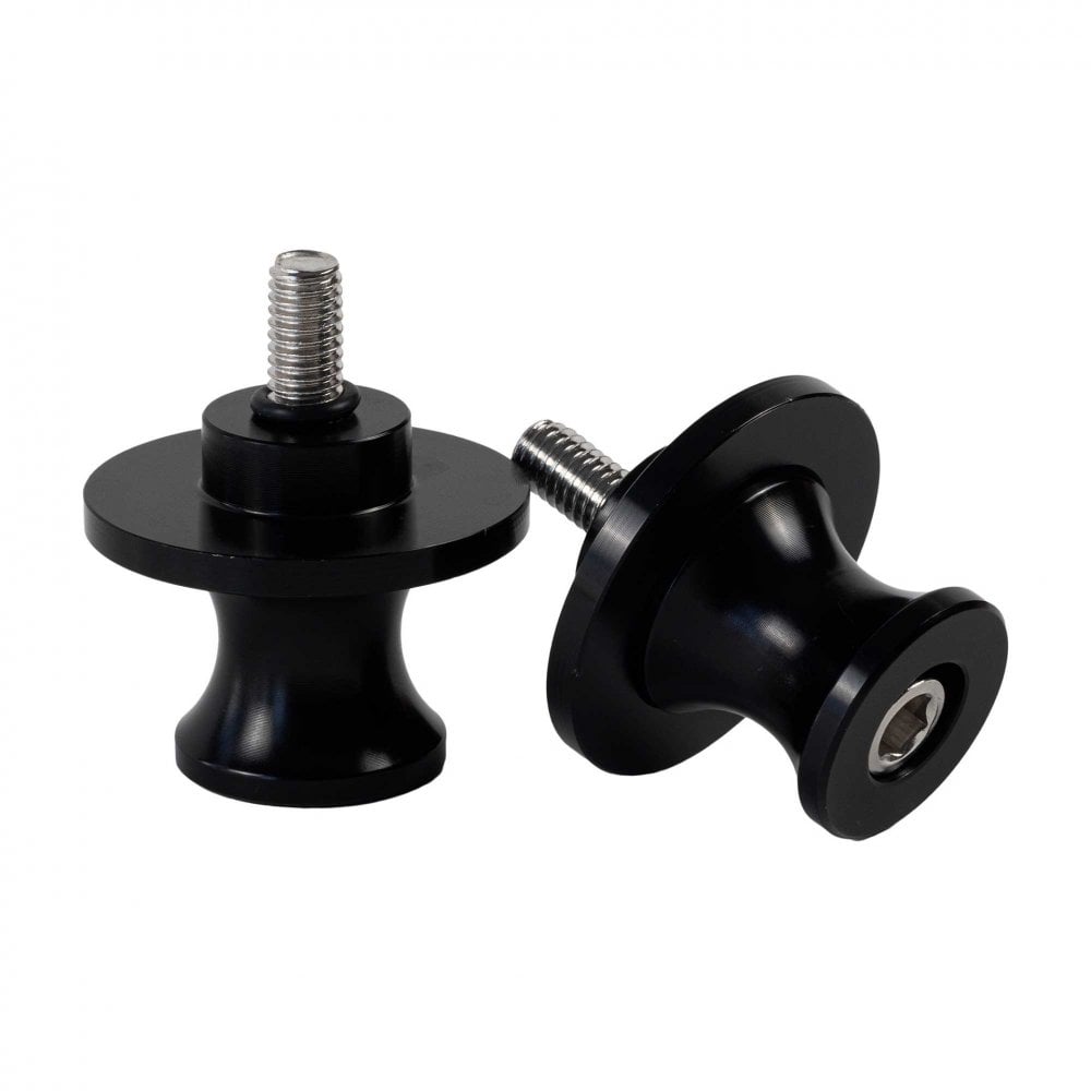 RIDERR Motorcycle Paddock Stand Bobbins - Fits Pre-Threaded Holes In Your Swingarm (Black)