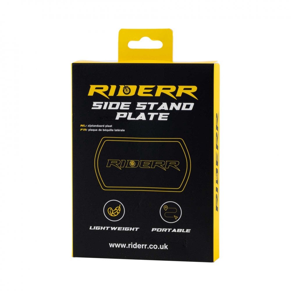 RIDERR Motorcycle Side Stand Plate - Lightweight ABS Plastic | 130x70mm | Spreads the Load Over Larger Area (Black)
