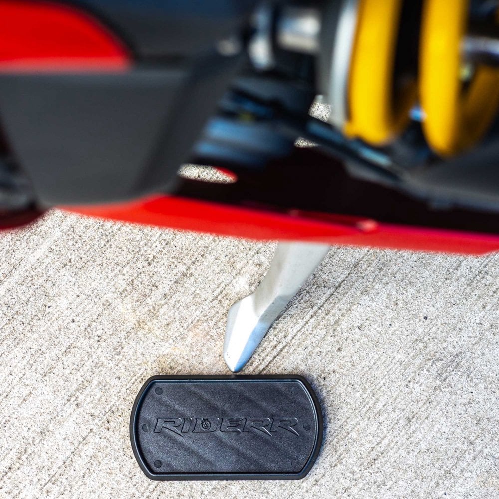 RIDERR Motorcycle Side Stand Plate - Lightweight ABS Plastic | 130x70mm | Spreads the Load Over Larger Area (Black)